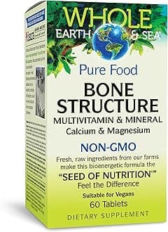 Whole Earth & Sea from Natural Factors, Bone Structure Multivitamin & Mineral, Whole Food Supplement, Vegan and Gluten Free, 60 Tablets (30 Servings)