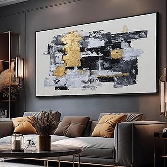 Abstract Wall Art Pictures for Living Room Wall Decoration Modern Home Decor Black White Gold Wall Decor Grafitti Abstract Minimalist Bedroom Office Dining Room Kitchen Framed Decor 24x48in