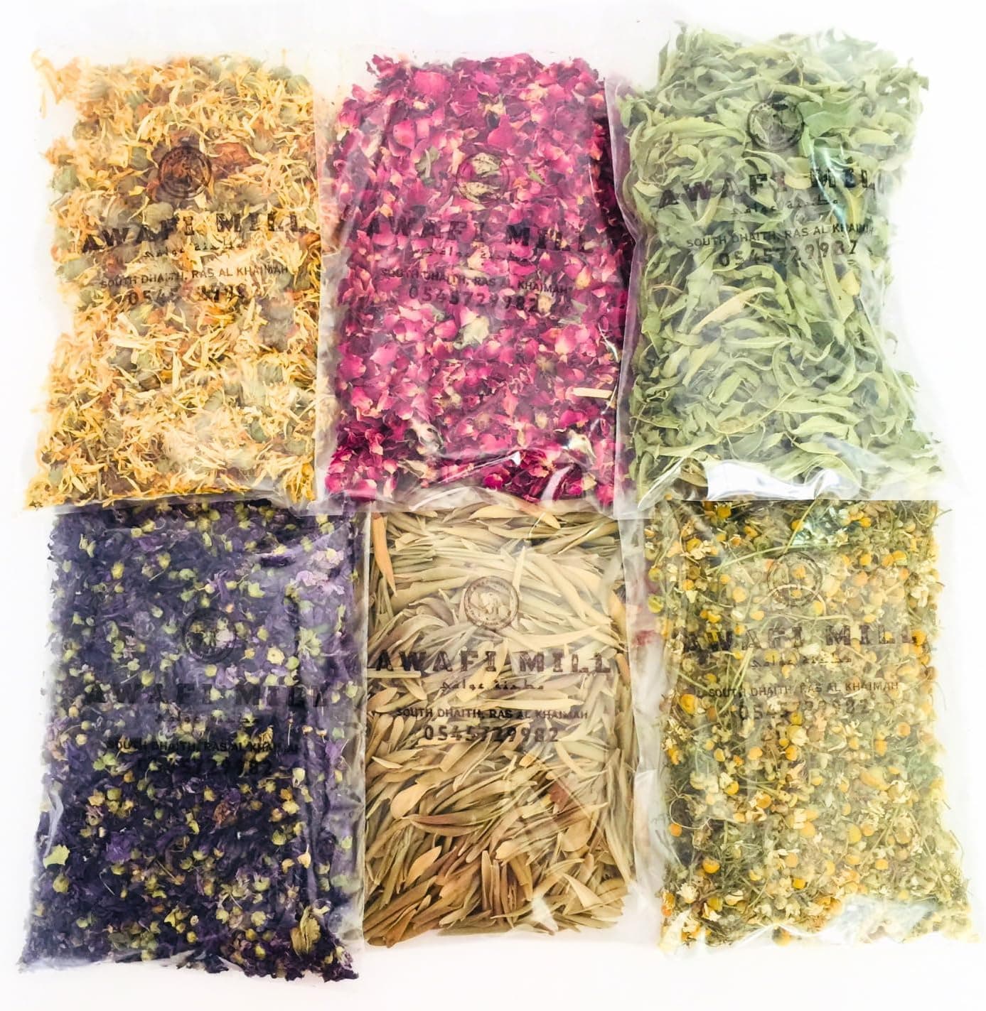 Herbal Tea Gift Box Refill Pack | 100% Natural Loose Herbal Tea Collection | Rose Petal, Olive Leaf, Vervain, Chamomile, Calendula, Butterfly Pea (Pack of 30 Gram)