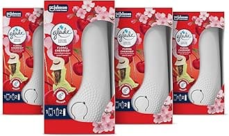 Sense & Spray Air Freshener Holders and Refill, Motion Activated Automatic Odour Eliminator for Home, Floral Cherries, Pack of 4, (4 x Holder and 4 x 18 ml Refill), Packaging May Vary