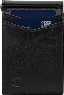 Bryker HydeRFID Blocking Slim Minimalist ID Inside Front Pocket Wallet, Money Clip, 9 Slots, Leather (Smooth Black)
