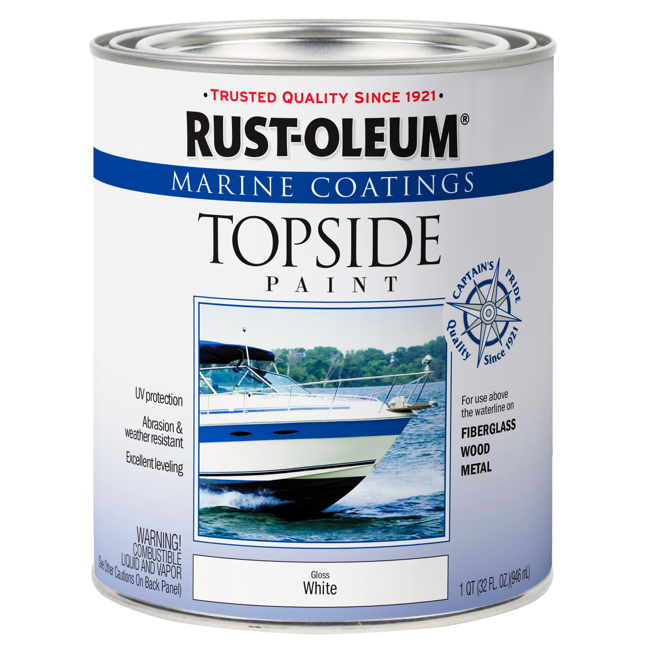 206999 Marine Topside Paint, Gloss White, 1-Quart