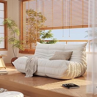 Loveseat Large Bean Bag Chair for Adult Teen, Comfy Fireside Accent Chairs Couch Futon Floor Sofa Boneless Lazy BeanBag Chaise Lounge for Living Room Bedroom Dorm Home Theater, 2 Seater, Beige