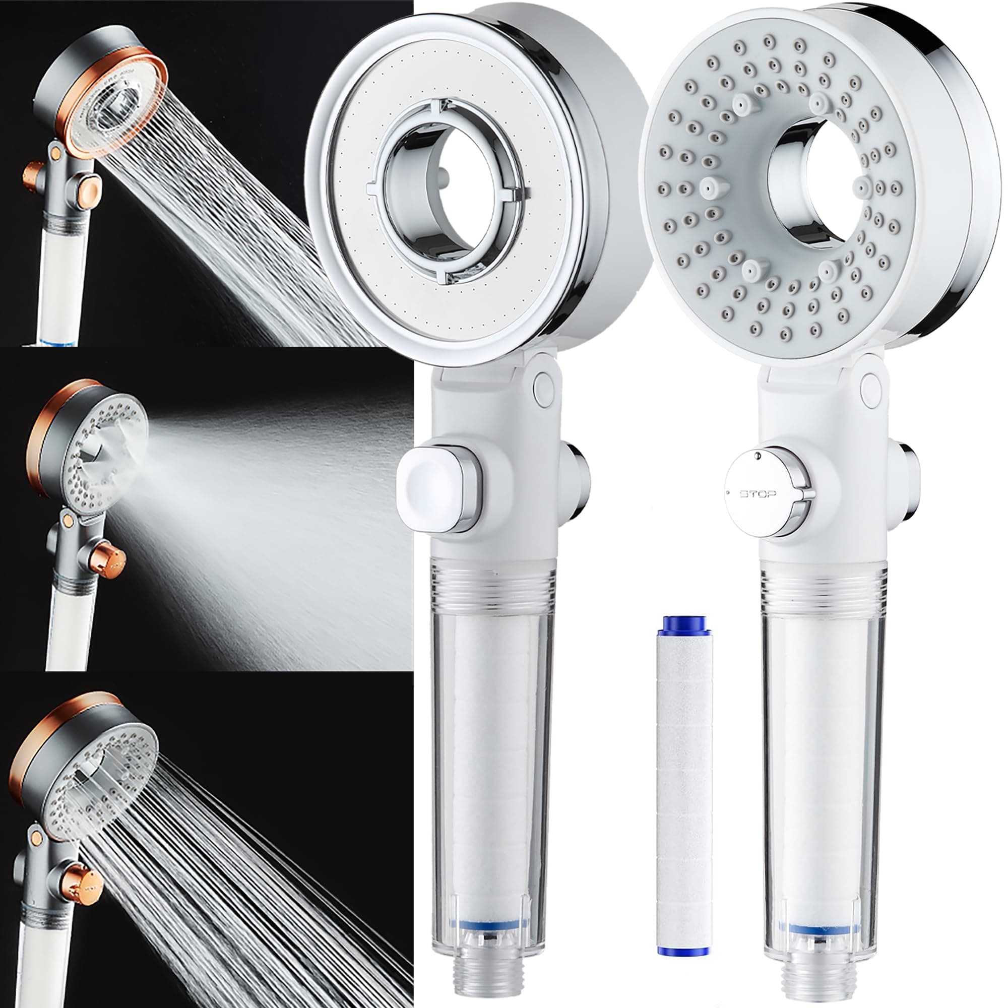 AD-VISION SGS Certified Filter Shower Head Starter Kit | Reduces Hair Loss & Soothes Dry Skin from UAE Hard Water | with Micro-Nano Bubble Spa Tech | Includes 2 Filters for 2-Month Supply [1+1 Filter]