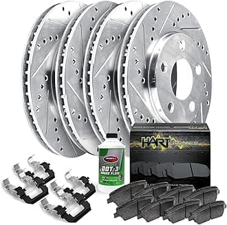 Hart Brakes Front Rear Brakes and Rotors Kit |Front Rear Brake Pads| Brake Rotors and Pads| Ceramic Brake Pads and Rotors - PHCC.45041.02