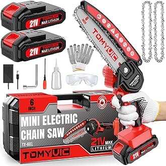 Electric 6 Inch Mini Small Cordless Battery Powered Handheld Chainsaw With Charger For Trimming On Tree Branches, Wood Cutting, Pruning Shears To Diy, Backyard Upkeep, Light Home Repairs