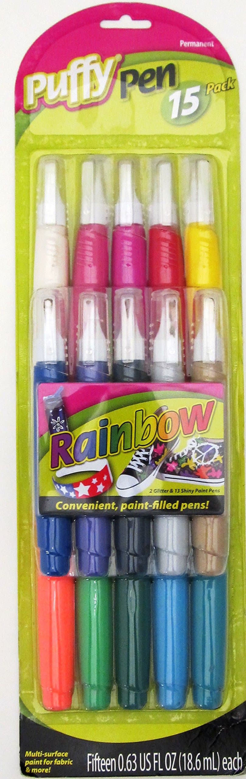 Puffy Pen 15 Pack of Multi-surface Pint for Fabric & More