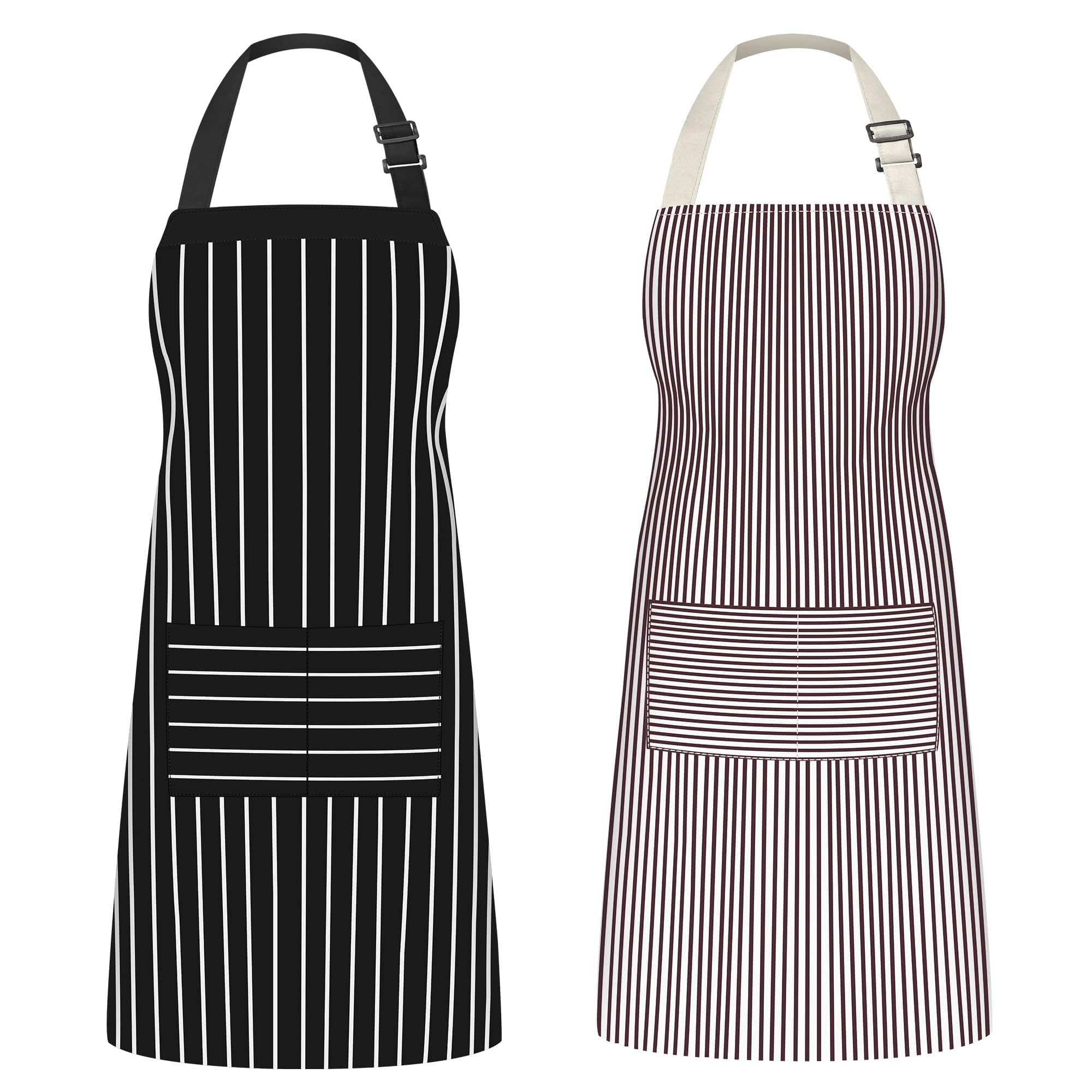 Syntus2 Pack Adjustable Bib Apron Waterdrop Resistant with 2 Pockets