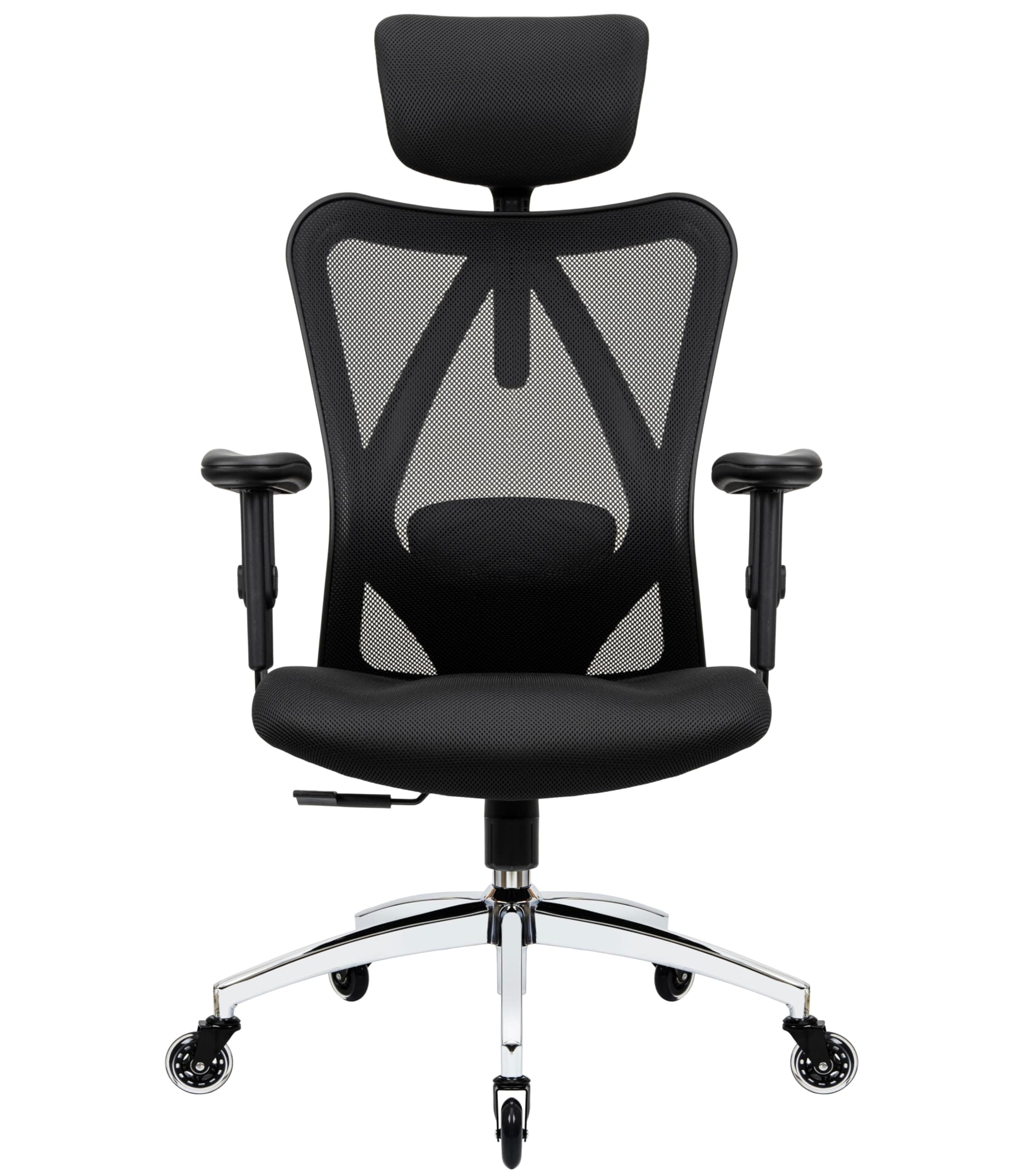 Duramont Ergonomic Office Chair with Rollerblade Wheels - High Back Breathable Mesh Desk Chair, 4D Lumbar Support, Memory Foam Seat, Adjustable Headrest and Armrests, Reclines, Black