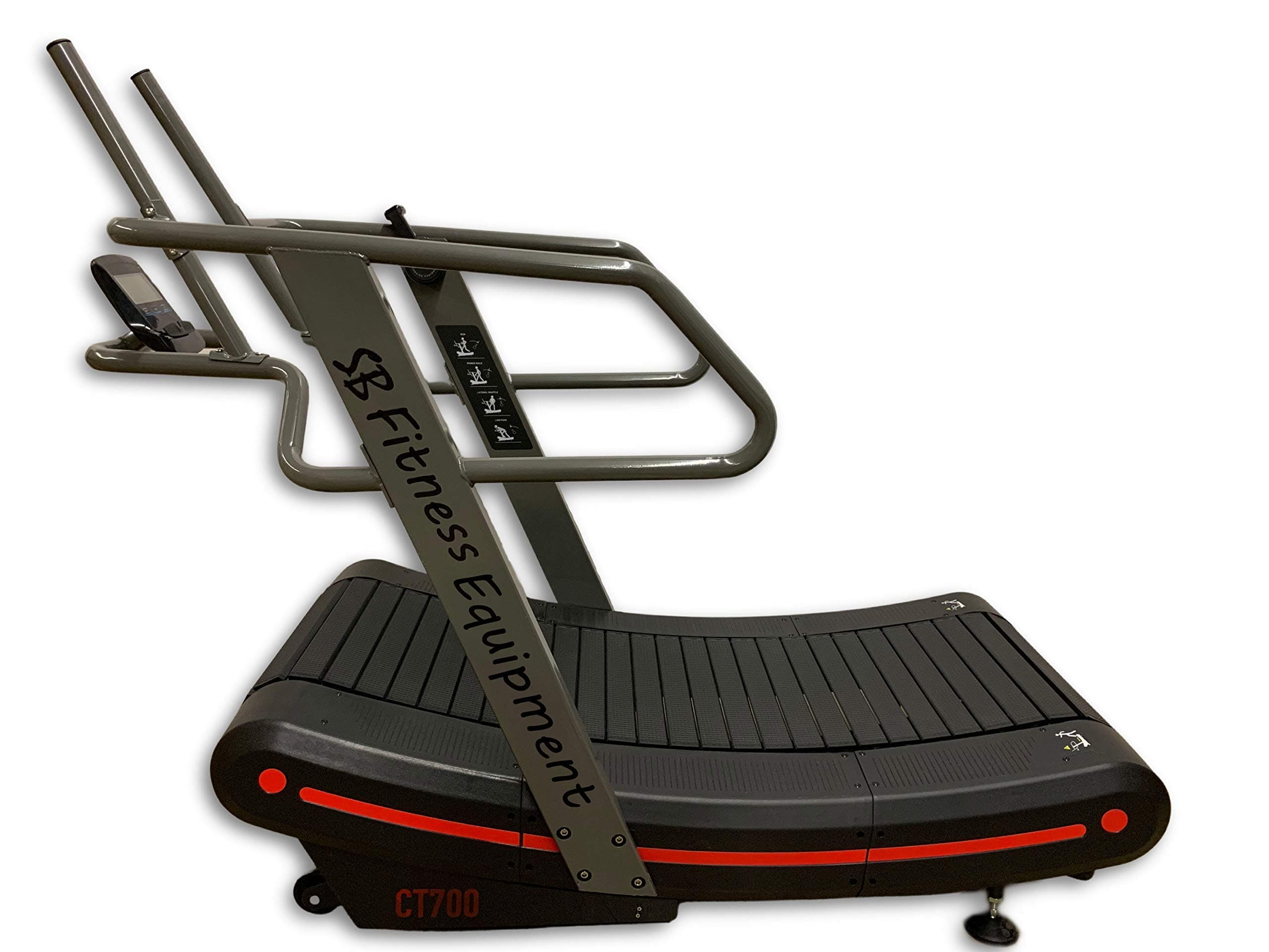 SB Fitness Equipment CT700 Self Generated Manual Curved Commercial Treadmill with 8 Resistance Levels for Sprinting and Sled Push w/ 19" Wide Track