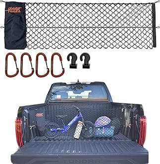 TacoNets Envelope Cargo Net for Toyota Tundra - Fits 2007-2025 - Patented Bed Rail Integration - Upgraded 5mm Bungee - Integrated Storage Bag - Heavy Duty Carabiners - Designed in USA