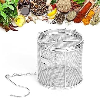 Seasoning Strainer, Stainless Steel Spice Filter, Cooking Spice Filter, Mesh Design Tea Ball Strainer Soup Seasonings Seperation Basket Filter with Chain Hook for Home Restaurant Kitchen(10 * 10cm)