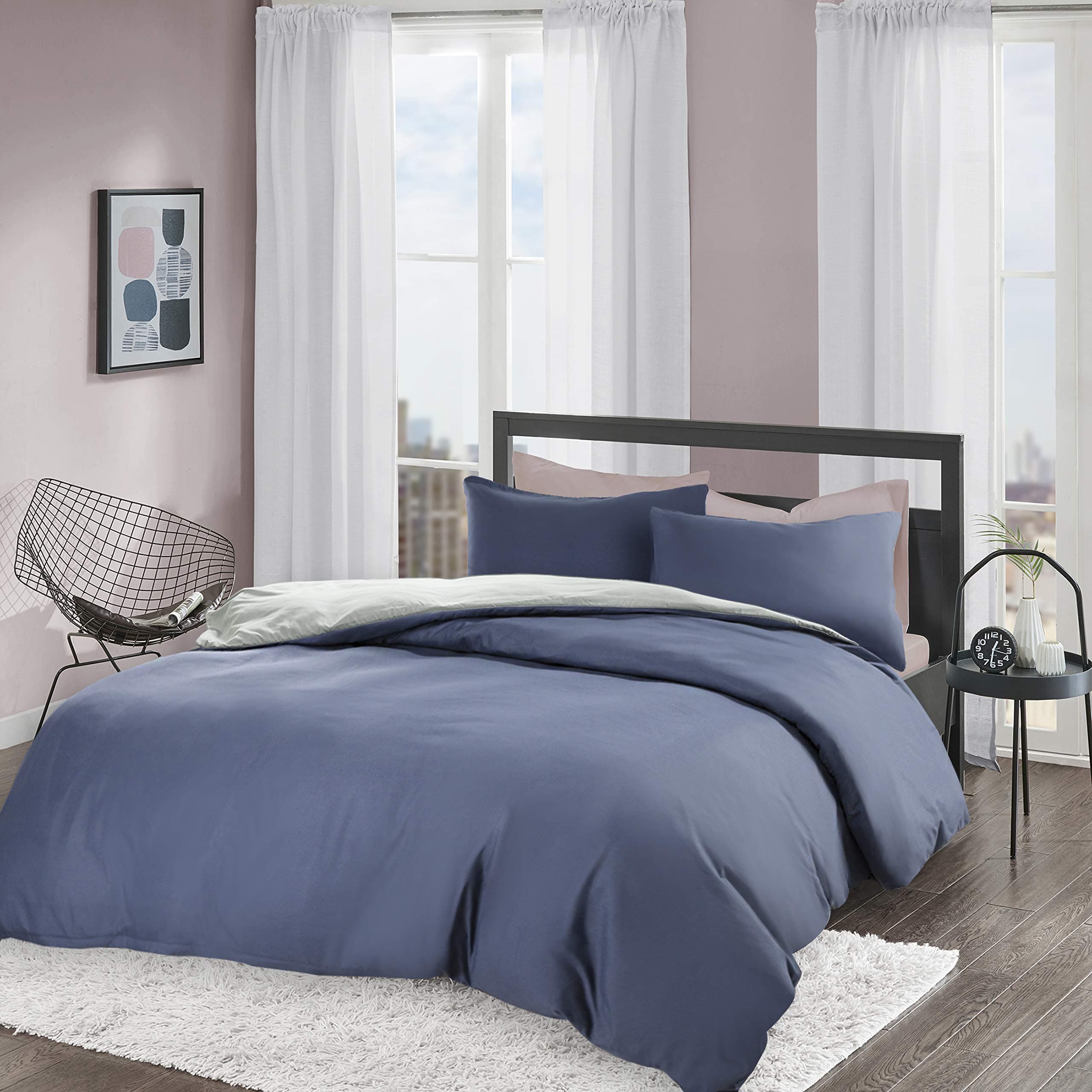 Non-Iron Plain Brushed Duvet Cover Set Single Size - 2 Pcs Ultra Soft Hypoallergenic Microfiber Quilt Cover Sets - Reversible Colour