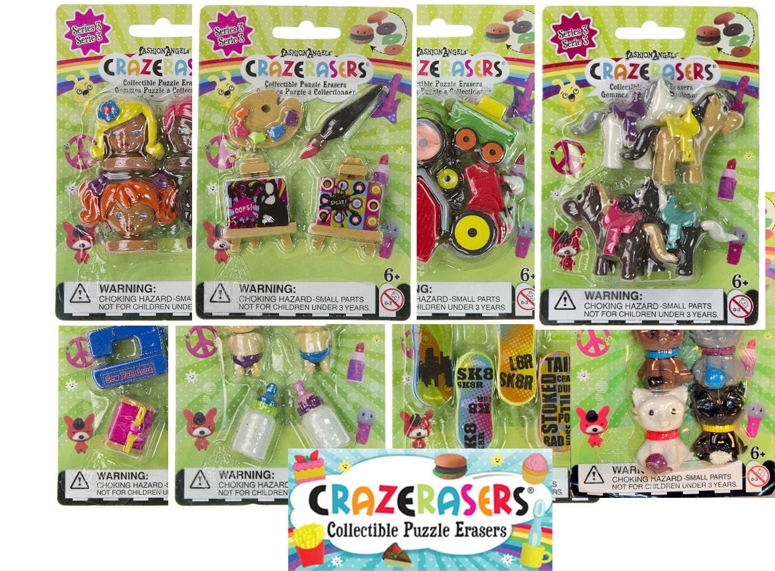 CrazErasers Series 3 Bulk Pack - 48 erasers (12 Pks of 4)