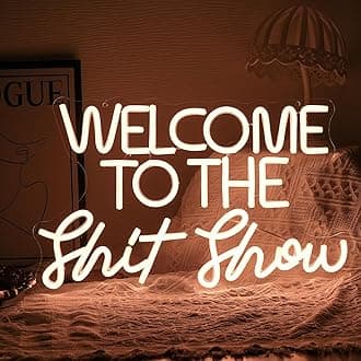 Welcome To The Show Neon Sign Letter LED Funny Neon Lights Dimmable USB Powered 16.5’’X11’’Cool Wall Light Sign for Bedroom Club Birthday Party Bar Decoration Gifts for Friend（Warm White）