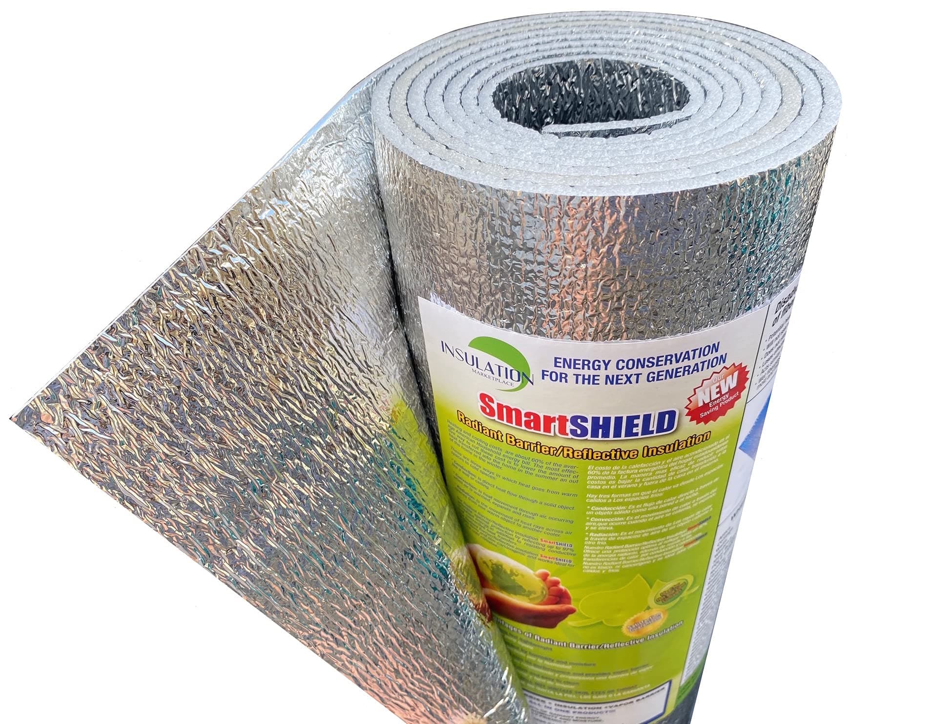SmartSHIELD -3mm 24inx50Ft ReflectiveINSULATION roll, Foam Core Radiant Barrier, ThermalINSULATION Shield - Engineered Foil
