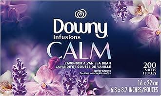 Downy Infusions Calm Dryer Sheets – 200 Laundry Dryer Sheets: 16 x 22 cm / 6.3 x 8.7 inches Per Sheet