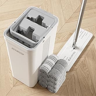 – Mop and Bucket with Wringer Set, Flat Squeeze Mop Flat Head Mop, Dust Mops for Wall Cleaner with Long Handle, Wet and Dry Use Microfiber Mops for Household Cleaning