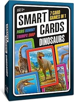 DINOSAURS Card Game - Matching Pairs, Snap, Trumps, Rummy, Happy Families (7 Games To Play) | Travel Game, Gift, Stocking Stuffer | for Adults, Kids, Boys, Girls | Age 5+, 1-8 Players