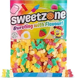 Sweetzone Sour Bears 1kg Pcs Sweets Tub, Halal Sweets, Sour Sweets, Gummy Candy, Jelly Sweets, Gummies Candy, Fizzy Sweets, Tubs of Sweets for Retro Sweets for Your Sweet Tooth