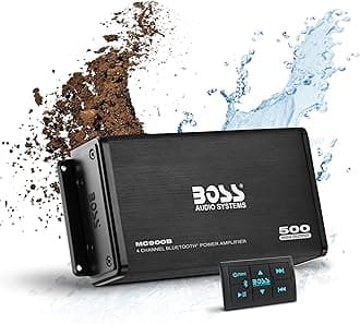 MC900B 4 Channel Weatherproof Amplifier - Bluetooth Enabled, 500W with Bluetooth Multifunction Remote Control, Full Range A/B Class, Stable 4-8 Ohm Drive, AUX-IN RCA Output, USB Rechargeable