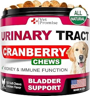 Dog UTI Chews - Advanced Cranberry Supplement for Dogs - Bladder Control - Urinary Tract Support - Cranberry Supplement Vitamins Multivitamin Chews - Made in USA