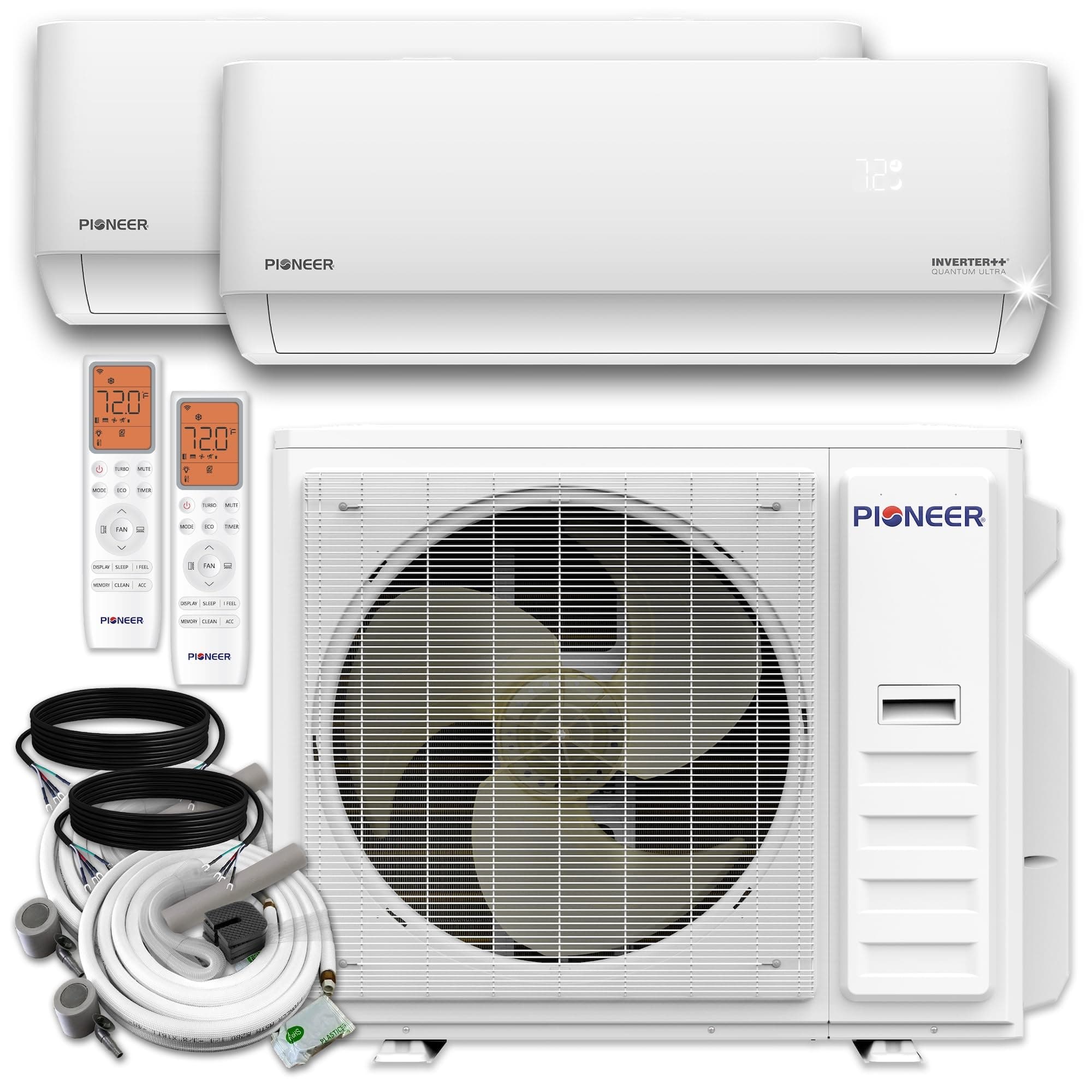 Dual Split 18000 BTU 1.5-Ton Quantum Ultra Wi-Fi 24 SEER2 Energy-Star Multi (2) Zone Wall Mount Air Conditioner Heat Pump 230-Volt