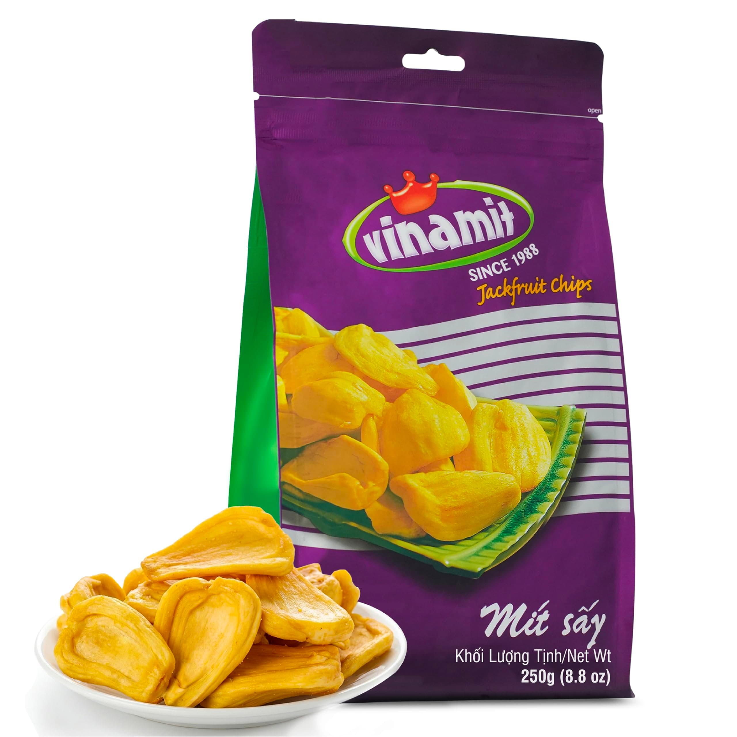 Vinamit Dried Jackfruit Chips | Vacuum Fried Dried Jackfruit | 8.8 oz Bag | Naturally Sweet & Crispy | Gluten-Free, Vegan, Non GMO | High Fiber Snack | Perfect for Gifting, Travel, Clean Eating