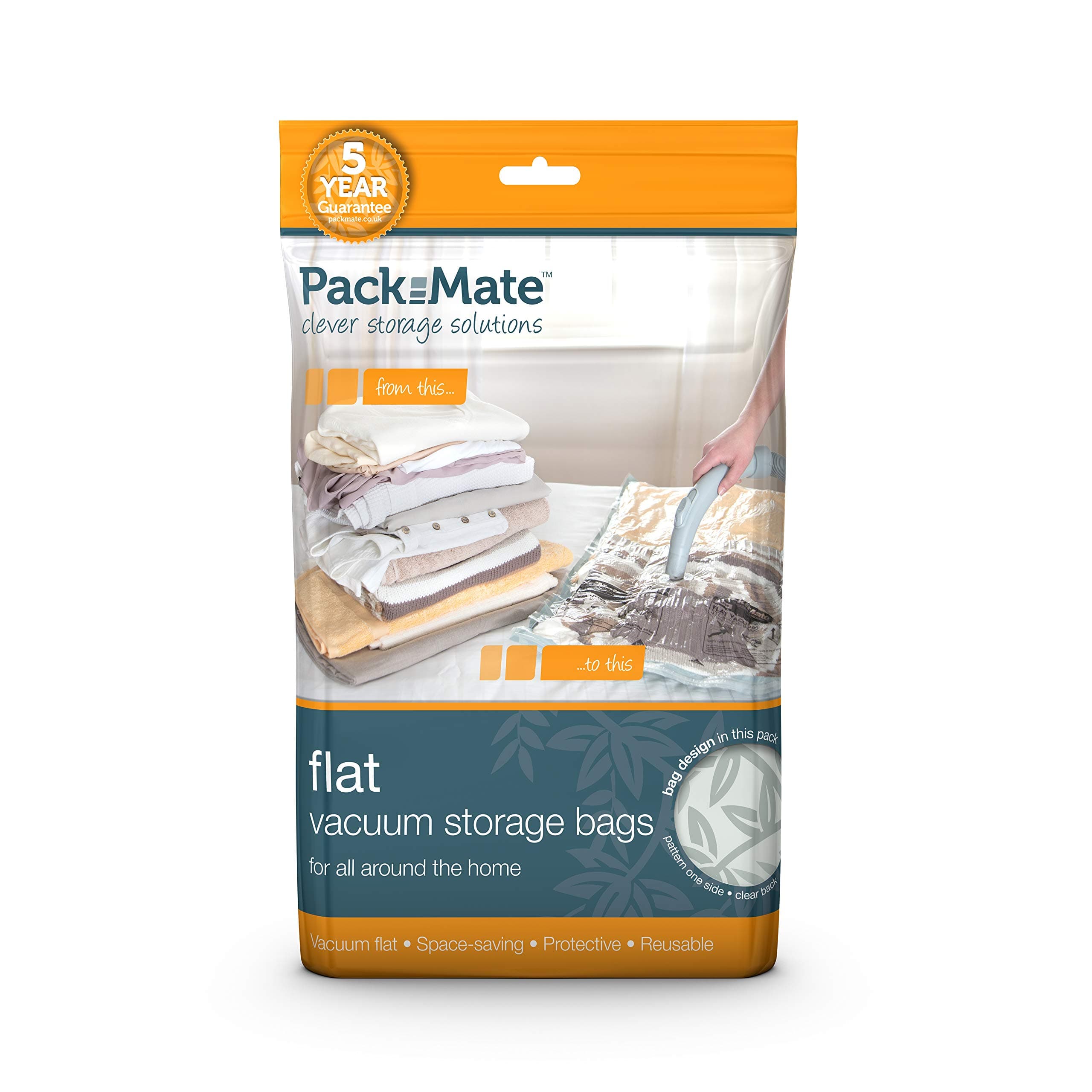 Packmate2 Jumbo Vacuum Storage Bags for Space Saving - for Clothes, Duvets, Bedding and Much More - 90 x 110 cm - Pack of 2