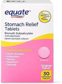 Equate - Stomach Relief, Pink Bismuth Subsalicylate, 30 Chewable Tablets