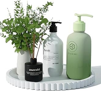 HighHerz Silicone Bathroom Countertop and Vanity Tray-10 Inch Round Silicone Bathroom Tray, Modern Bathroom Decor, Coffee Table Decor, Decorative Tray for Candle, Perfume, Plants (White)