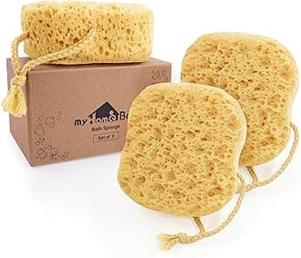 myHomeBody Bath Sponge, Foam Loofah Sponge, Body Sponge for Shower - Large Size, Lots of Lather, Square, 3 Pack