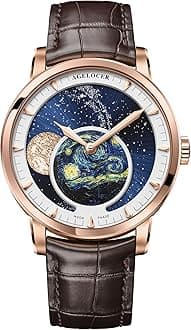 Moon Phase Watch Original Design, Automatic Mechanical Watches for Men, Leather Strap Waterproof Dress Watch Mens Gift