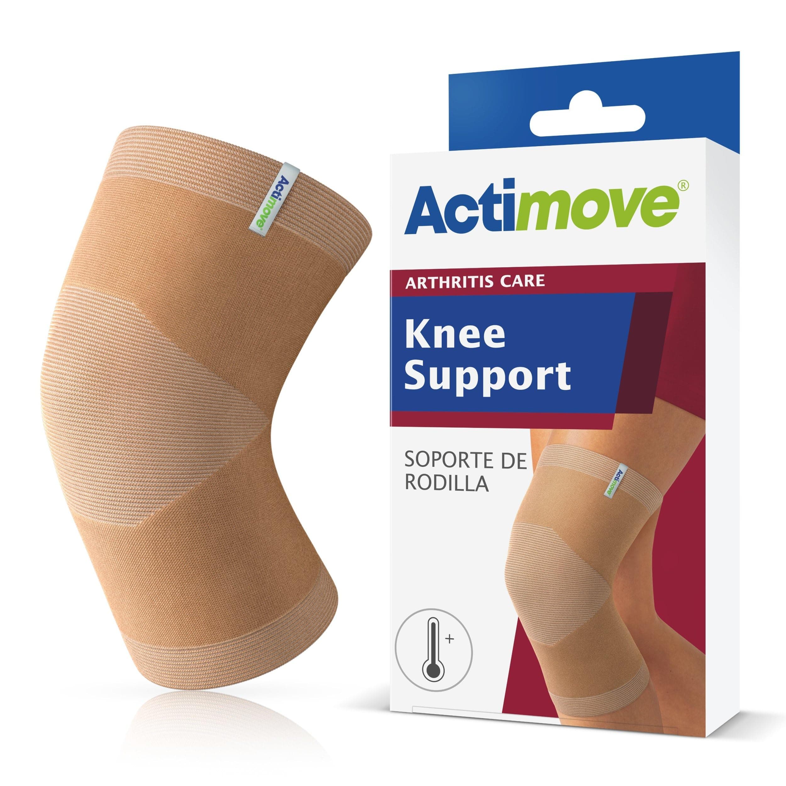 Actimove Arthritis Care Knee Support with Heat-retaining Fabric – Drug-free Pain Management for Arthritis, Increases Blood Circulation – Left/Right Wear – Beige, Large