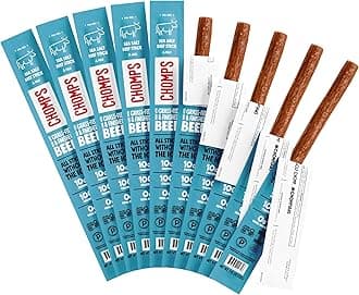 Grass-Fed and Finished Sea Salt Beef Jerky Snack Sticks 10-Pack - Keto, Paleo, Whole30, 10g Lean Meat Protein, Gluten-Free, Zero Sugar Food, Non-GMO