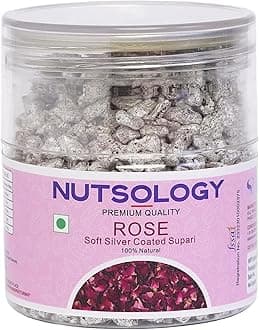 Nutsology Gulab/Rose Soft Silver Coated Supari | 150gm | PET Jar Pack | Gulab/Rose Flavour