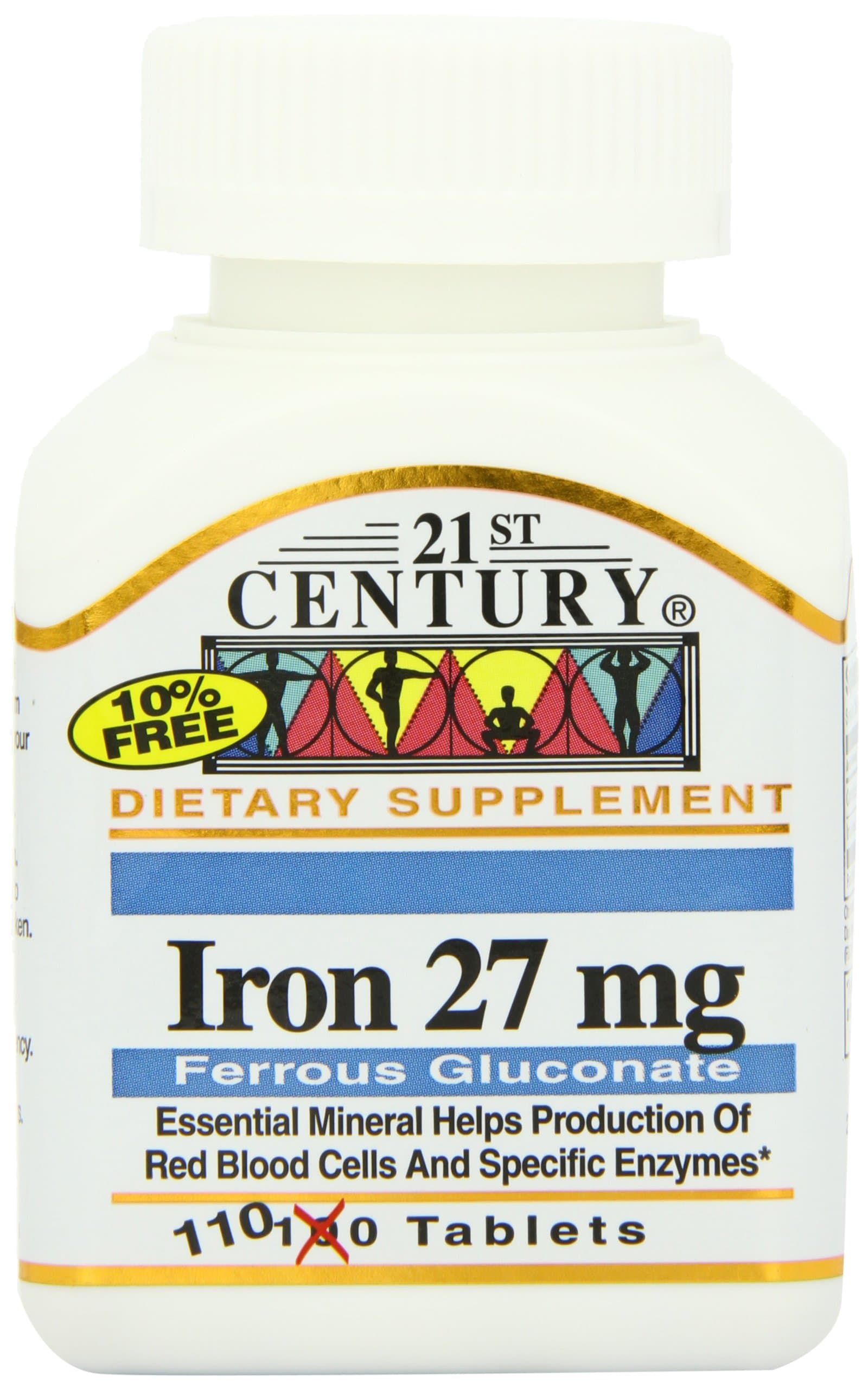 21st CenturyIron 27 Mg Ferrous Gluconate Tablets, 110 Count (Pack of 2)
