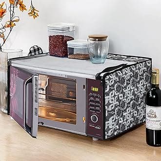 Glassiano Geometric Grey Printed Microwave Oven Cover for Panasonic 20 Litre Convection Microwave Oven NN-CT265MFDG