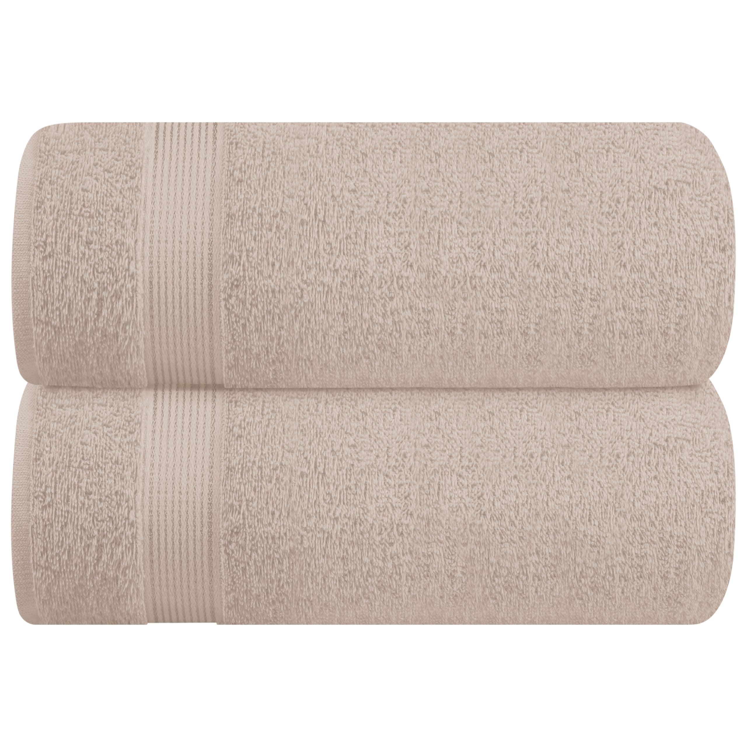 Belizzi Home Cotton 2 Pack Oversized Bath Sheet 35x70, Large Bath Sheet, Ultra Soft, Absorbent, Compact, Eco-Friendly, Recyclable, Quick Drying and Lightweight Towel - TAN