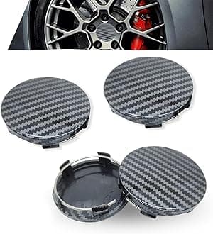 4 PCS Car Wheel Hub Center Cap, 2.36 Inches Outer Diameter 2.2 Inches Inner Diameter Car Wheel Hub Cover, Curved Snap-in Wheel Hub Decorative Cover, Universal for Cars (Carbon Fiber Black)