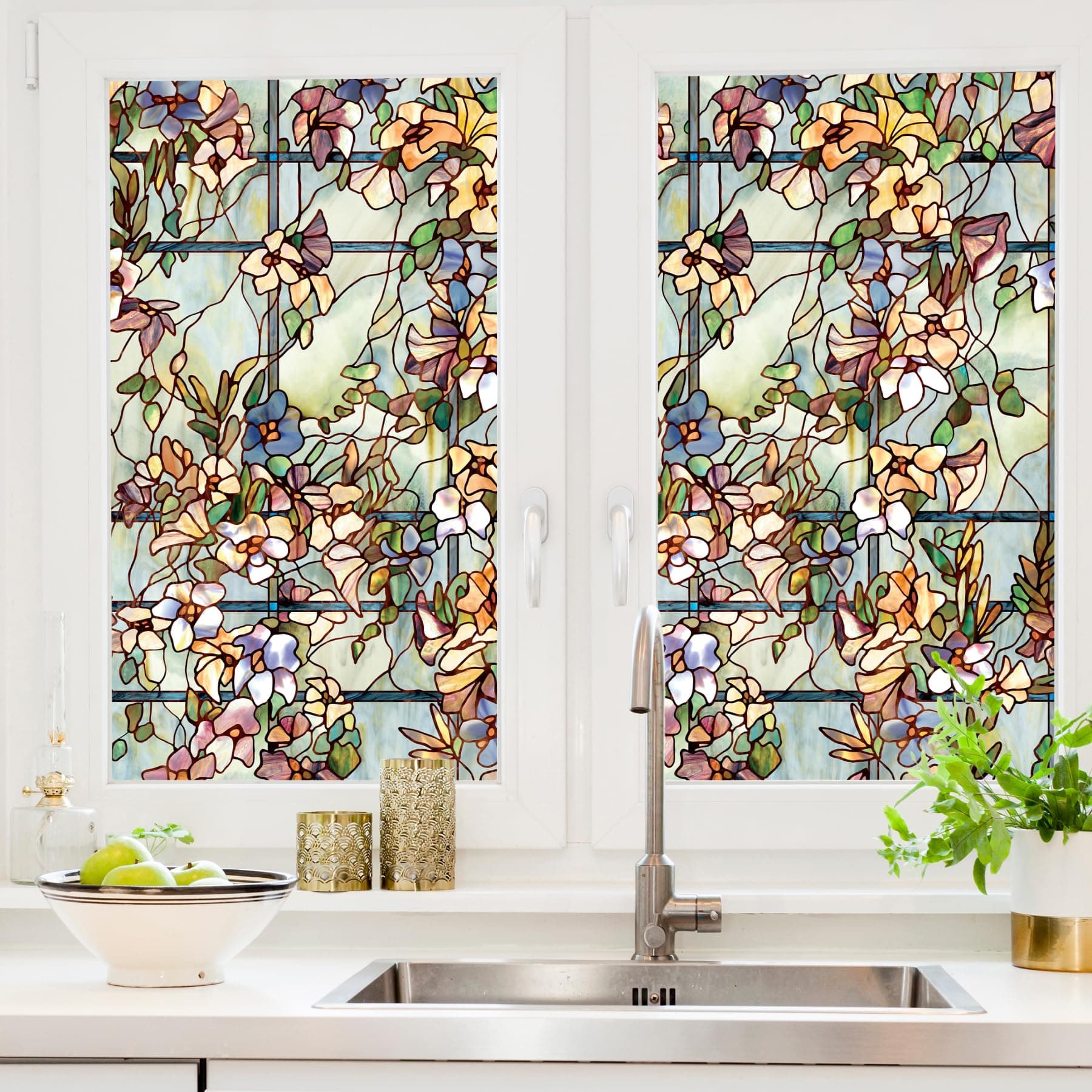 Artscape Trellis | Privacy Window Film with Vibrant Colored Pattern | Non-Adhesive & UV Protection | Easy to Apply & Removable | 24 x 36 Inches | Made in USA