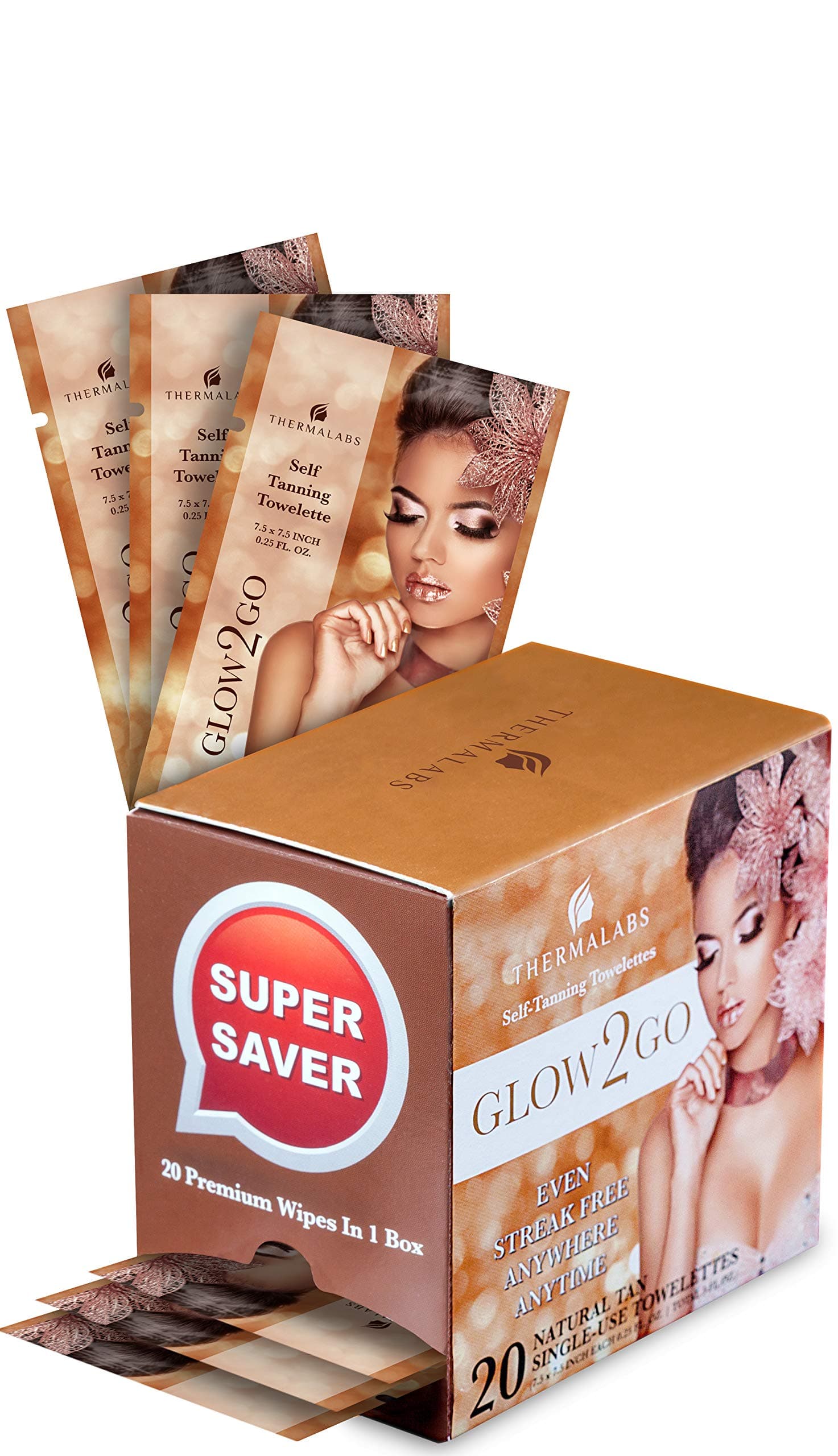 Tanning Towels Set: Double the Quantity (20 towelettes) for Half the Price! Sunless Tanner Towel Solution for Face and Half Body. Self Tanning Indoor Away from the Sun Gives Gold Glow for Men & Women