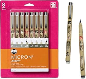 Sakura Pigma Micron Fineliner Pens - Archival Gray Ink Pens - for Writing, Drawing, or Journaling - Assorted Point Sizes - 8 Pack
