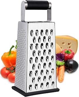 Cheese Grater, Box Grater for Cheese Stainless steel Vegetable Slicer Food Shredder 4-Sided Convenience Gadgets for kitchen (Dark-grey)
