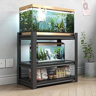 OPTYMIRA Fish Tank Stand,3-tier Rack Shelf Heavy Duty Metal Frame Aquarium Stand 20 Gallon,Reptile Terrarium Stand for 30 Gallon Long Aquarium,Reptile Tank Stand,Breeder Tank Stand,31.5"*18"*34"