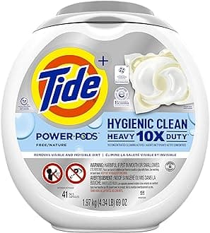 Hygienic Clean Heavy Duty 10x Free Power Pods Liquid Laundry Detergent, White, Unscented, 41 Count