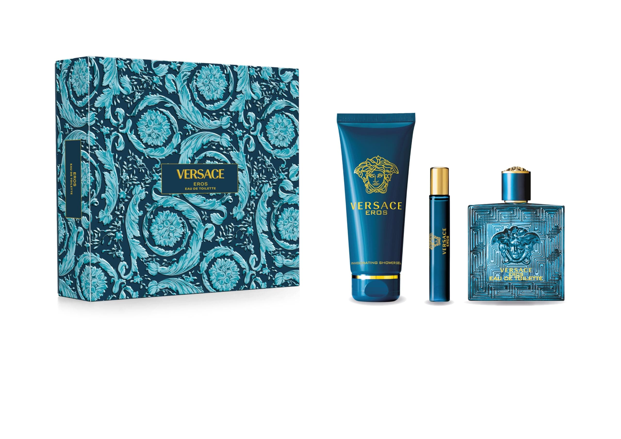EROS by Versace 3 PIECE GIFT SET - 3.4 OZ EAU DE TOILETTE SPRAY NEW Box