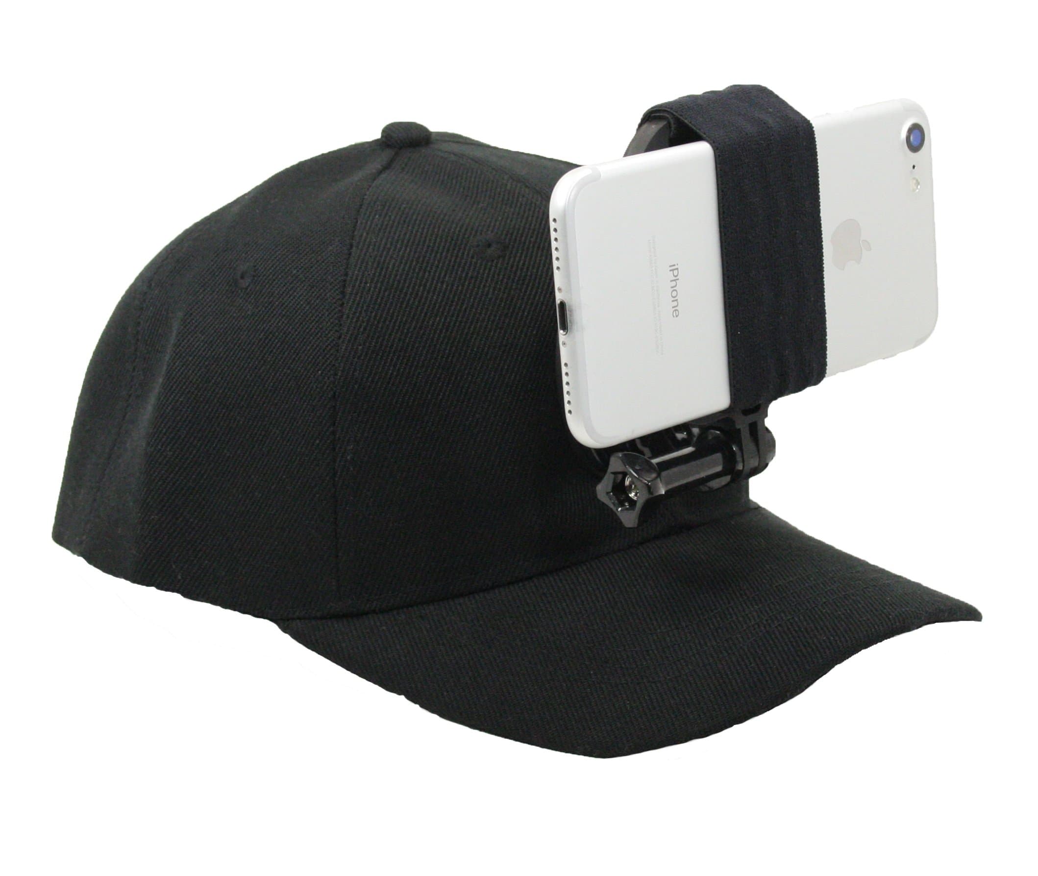 Baseball Hat Compatible with Smartphone or GoPro Camera Head Mount. Compatible with Any Cell Phone or Action Camera. iPhone, Samsung, Nokia, Google and Plus Sizes