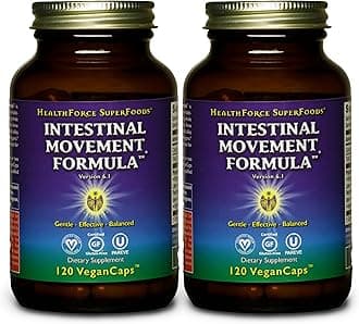 HEALTHFORCE SUPERFOODSIntestinal Movement Formula - Natural Laxative Supports Bowel Regularity - All-Natural Digestion Supplement to Support Constipation - Gluten-Free & Vegan - 120 Caps (Pack of 2)