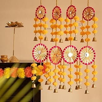 BS AMOR 4 Dual Yellow Chakri Latkan Traditional Hanging Latkan for Party, Wedding, Room, Home, Main Door,Diwali Decoration Items (4)